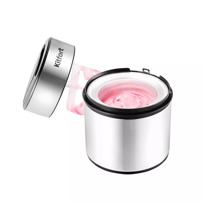 Мороженица Kitfort KT-1804, полуавтомат, 12 Вт, 2 л, съёмная чаша, серебристая Мороженица Kitfort KT-1804, полуавтомат, 12 Вт, 2 л, съёмная чаша, серебристая