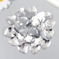 Декор для творчества пластик "Стразы сердце. Прозрачный" набор 30 шт 2,5х2,5 см