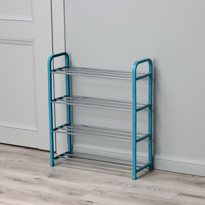 Обувница Доляна, 4 яруса, 50&times;19&times;59 см, цвет синий