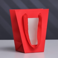 Пакет-переноска для цветов 10 &times; 10 &times; 20 х 18 см, красный