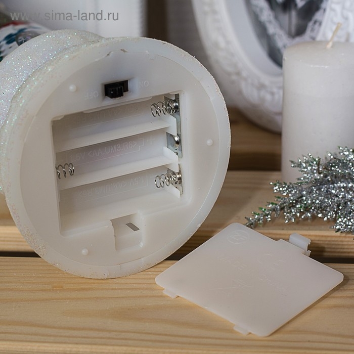 Светодиодная фигура &laquo;Свеча со снеговиком&raquo; 10 &times; 26 &times; 10 см, пластик, блёстки, батарейки ААх3 (не в комплекте), свечение RGB