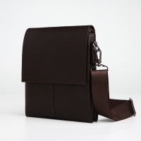 Сумка мужская через плечо TEXTURA, наружный карман, цвет коричневый