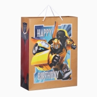 Пакет подарочный крафт "Happy Birthday" 40х31х11.5 см, Трансформеры Пакет подарочный крафт "Happy Birthday" 40х31х11.5 см, Трансформеры
