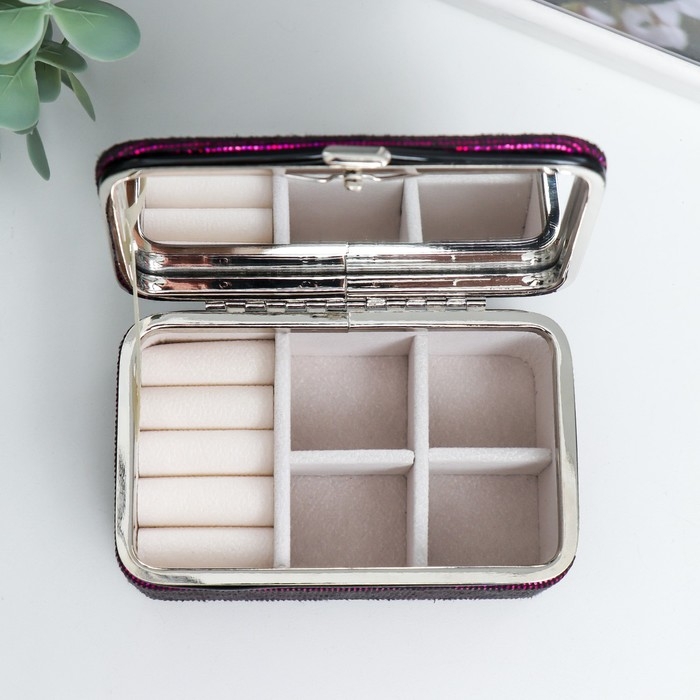 Шкатулка кожзам для украшений Шкатулка кожзам для украшений "Мелкие квадратики. Фиолет" 6х7х12 см