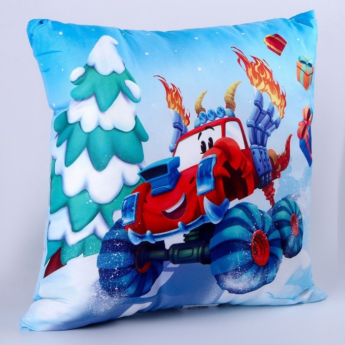 Новогодняя подушка квадратная &laquo;Тачка&raquo;, на новый год