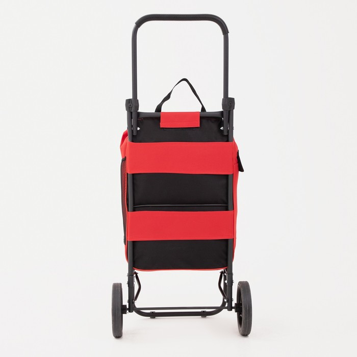 Сумка-тележка хозяйственная на шнуре, наружный карман, цвет чёрный/красный Сумка-тележка хозяйственная на шнуре, наружный карман, цвет чёрный/красный