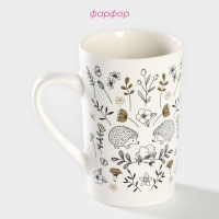 Кружка фарфоровая Доляна &laquo;Ёжик&raquo;, 380 мл, цвет белый