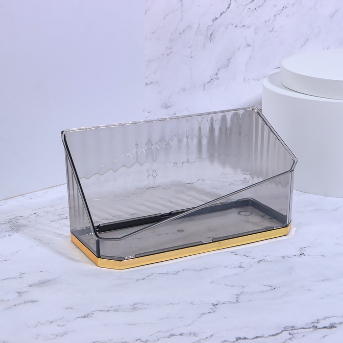 Органайзер для хранения «CALM», 1 секция, 20 × 8,5 × 10 см, цвет полупрозрачный/чёрный/золотистый Органайзер для хранения «CALM», 1 секция, 20 × 8,5 × 10 см, цвет полупрозрачный/чёрный/золотистый