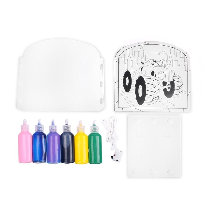 Набор для творчества &laquo;Волшебный ночник&raquo;, машинка, витражный, 5+