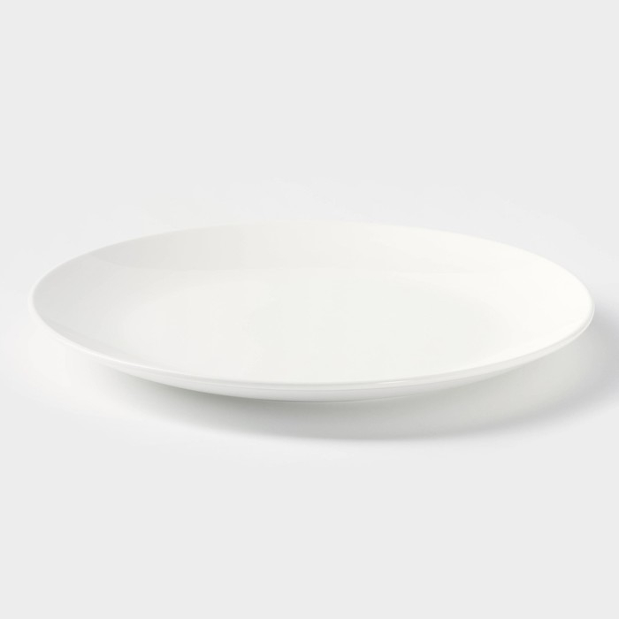 Тарелка фарфоровая обеденная с утолщённым краем Wilmax Olivia Pro, d=25,5 см, цвет белый