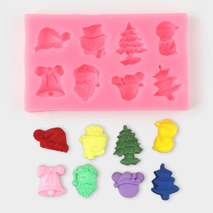 Молд новогодний &laquo;Снежные&raquo;, силикон, 11,8&times;7 см, цвет розовый