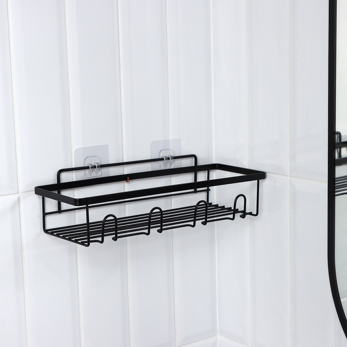 Полка для ванной прямая, 33×12×9 см, цвет черный Полка для ванной прямая, 33×12×9 см, цвет черный