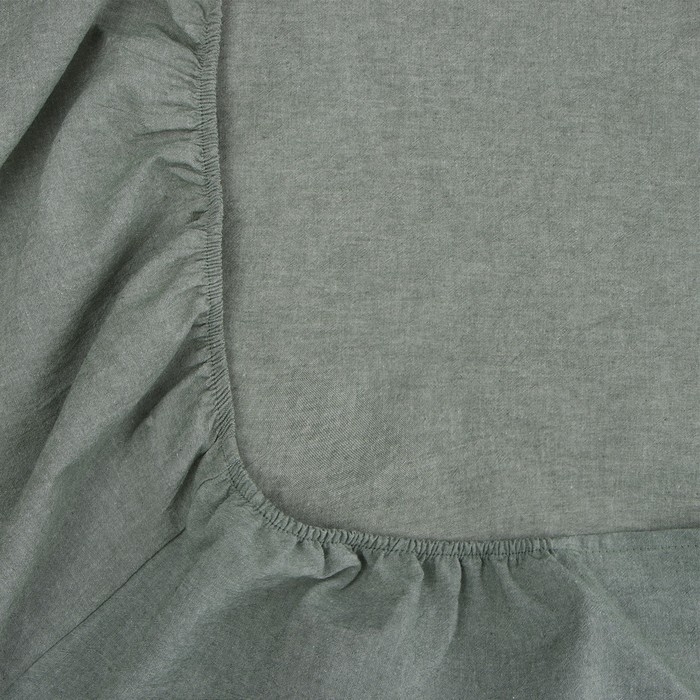 Простыня на резинке SL Home Простыня на резинке SL Home "Деним" 140*200+30 см, цв.оливковый, 100% жатый хлопок