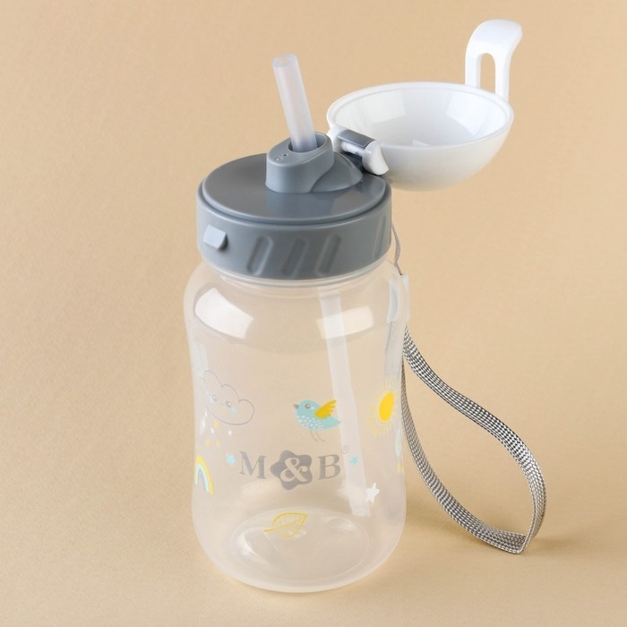 Поильник - непроливайка детский с силиконовой трубочкой &laquo;M&B&raquo;, 270 мл., цвет серый