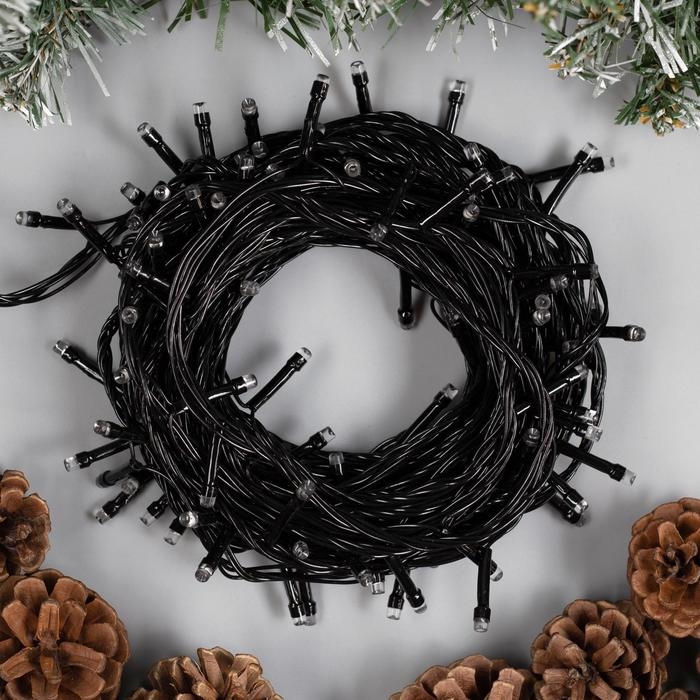 Гирлянда &laquo;Нить&raquo; 10 м, IP20, тёмная нить, 100 LED, свечение красное, 8 режимов, 220 В