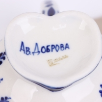 Чайная пара гжель «Кофейная», бело-синий,керамика, Чайная пара гжель «Кофейная», бело-синий,керамика,