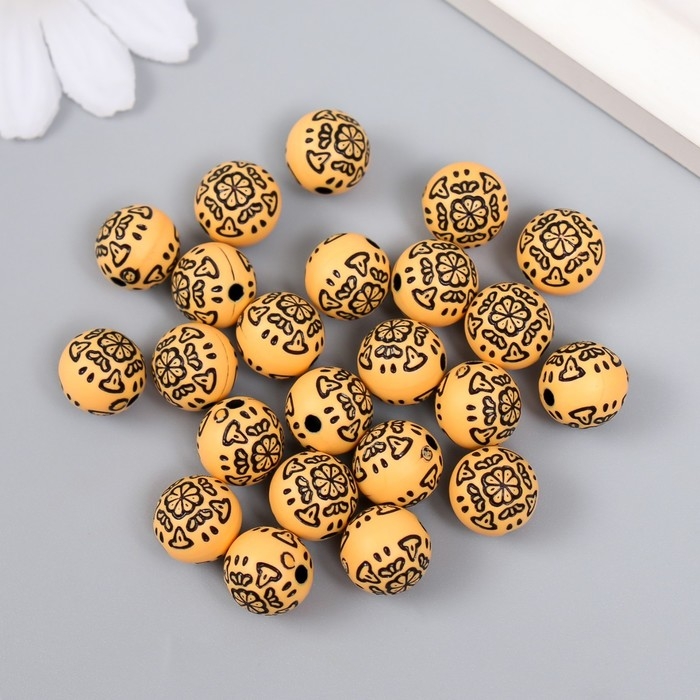 Бусины для творчества пластик "Этно. Цветочный узор" набор 20 гр 1,1х1,1х1,1 см
