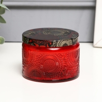 Банка для свечей стекло с крышкой "Цветочная" красная, круглая 5х7х7 см, МИКС Банка для свечей стекло с крышкой "Цветочная" красная, круглая 5х7х7 см, МИКС