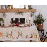 Скатерть новогодняя Этель Christmas forest d=150 +/- 3см с ГМВО, 100%хл, саржа 190 гр/м2