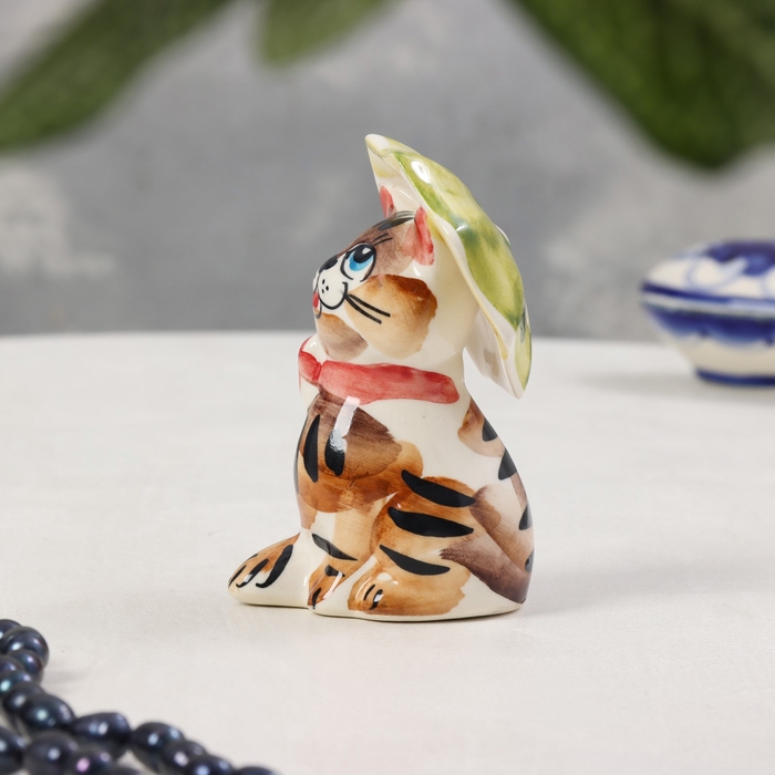 Сувенир &laquo;Кот с зонтом&raquo;, гжель, цвет, 10х5 см