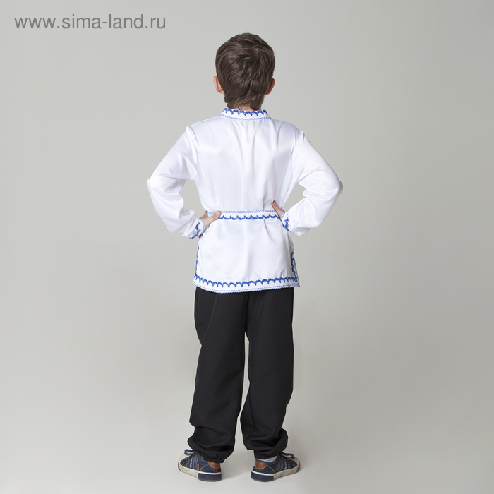 Карнавальная русская рубаха «Синие цветы», атлас, цвет белый, р. 34, рост 134 см Карнавальная русская рубаха «Синие цветы», атлас, цвет белый, р. 34, рост 134 см