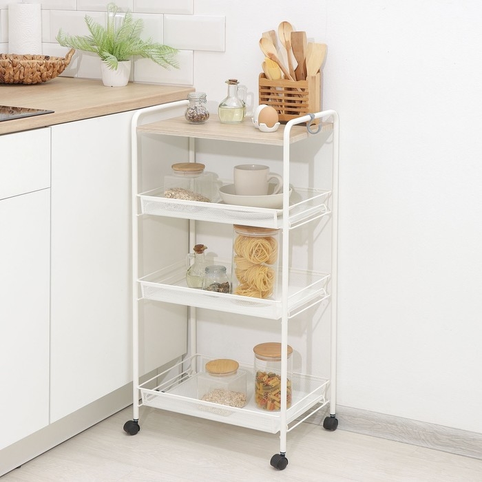 Этажерка со столиком под дерево &laquo;Ладья 34 КС&raquo;, 45&times;30&times;88 см, цвет белый