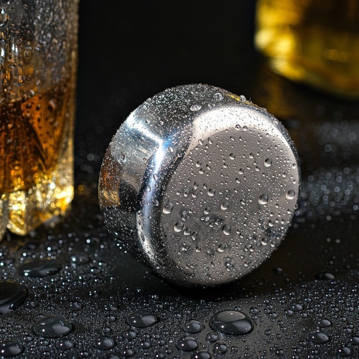 Круглый камень для виски, серебро, d=5, h=2,8 см