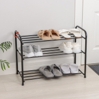 Подставка для обуви, 3 яруса, 65&times;30&times;48 см, цвет чёрный