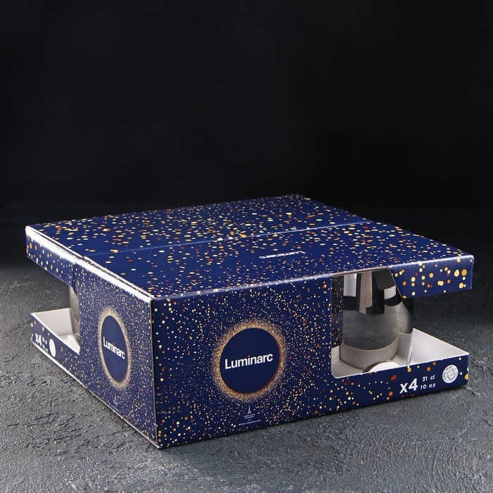 Набор низких стеклянных стаканов &laquo;Сияющий графит&raquo;, 310 мл, 4 шт