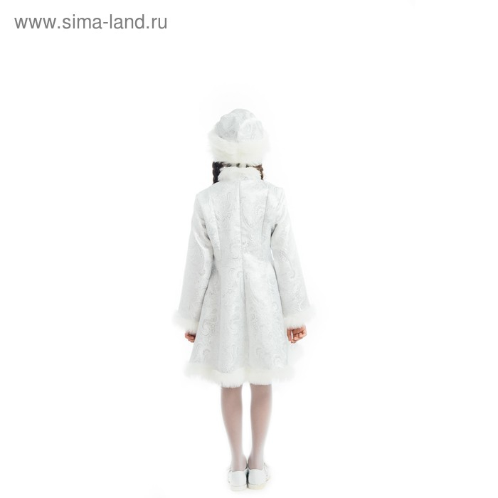 Карнавальный костюм «Снегурочка», парча белая, шуба, шапка, р. 28, рост 110 см Карнавальный костюм «Снегурочка», парча белая, шуба, шапка, р. 28, рост 110 см