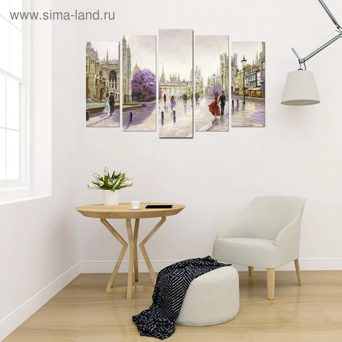 Модульная картина на подрамнике "Светлый город" 2-25х64, 2-25х71,1-25х80  125*80 см