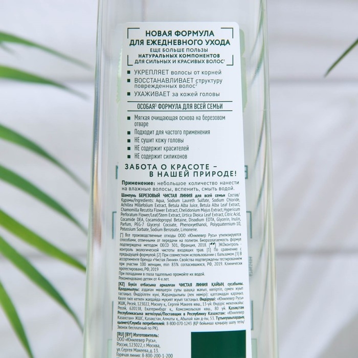 Шампунь для волос Чистая линия &laquo;Берёзовый&raquo;, 400 мл