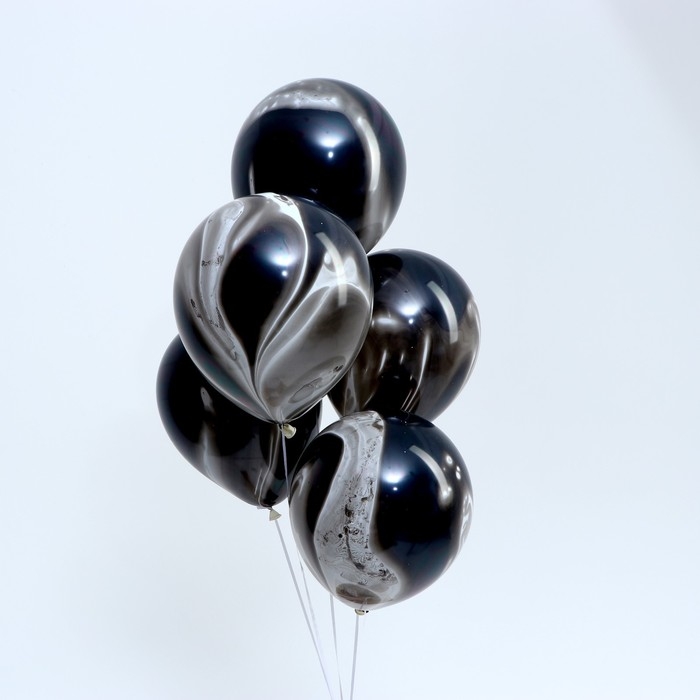 Шар латексный 12" &laquo;Агат чёрный&raquo;, набор 5 шт.