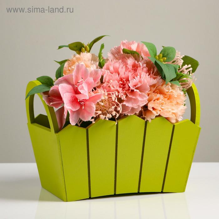 Кашпо деревянное 25&times;16&times;17 см "Мария", ручки боковые, МДФ, фисташка