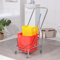 Тележка уборочная одноведерная, с отжимом, 23 л, хромированная рама Тележка уборочная одноведерная, с отжимом, 23 л, хромированная рама