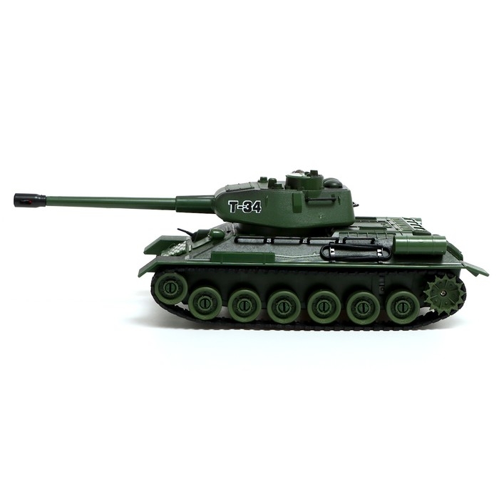 Танк &laquo;Т34&raquo;, радиоуправляемый, в комплекте бункер и бинокль, световые и звуковые эффекты, работает от аккумулятора, цвет зелёный