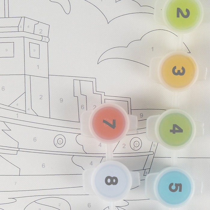 Картина по номерам детская &laquo;Корабль&raquo;, холст на подрамнике, 20 &times; 20 см