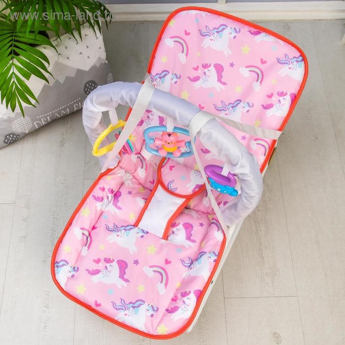 Шезлонг - качалка для новорождённых &laquo;Волшебная пони&raquo;, игровая дуга, игрушки МИКС