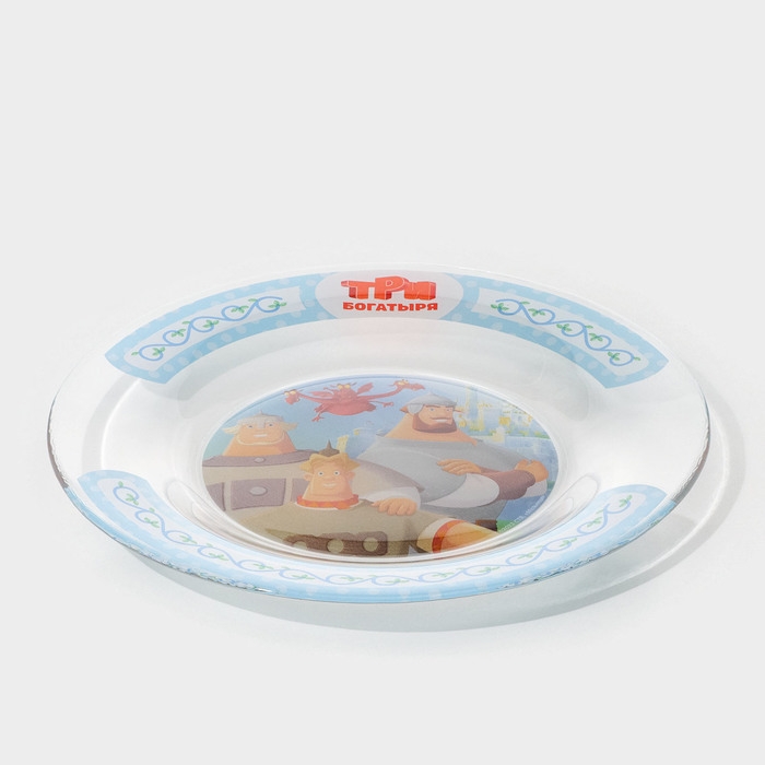 Тарелка стеклянная «Три Богатыря», d=19,5 см Тарелка стеклянная «Три Богатыря», d=19,5 см