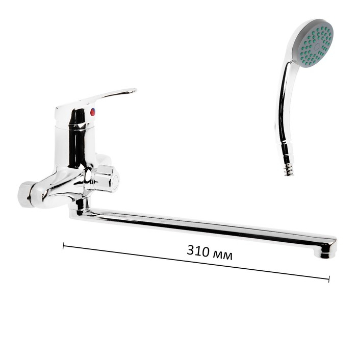 Смеситель для ванны Смеситель для ванны "ЦС-СМ" ЭП400023, однорычажный, настенный, с душевым набором, хром