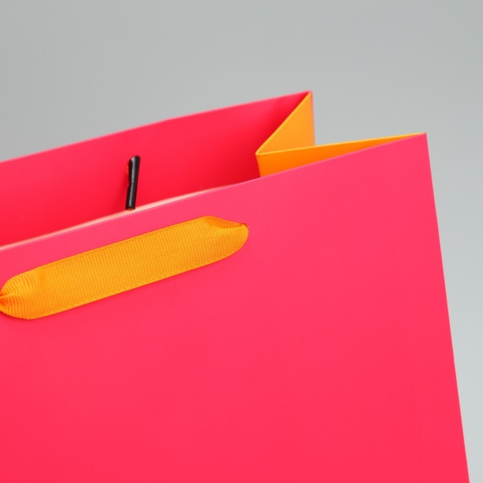 Пакет подарочный двухцветный, упаковка, &laquo;Розовый-оранжевый&raquo;, ML 23 х 27 х 11.5 см