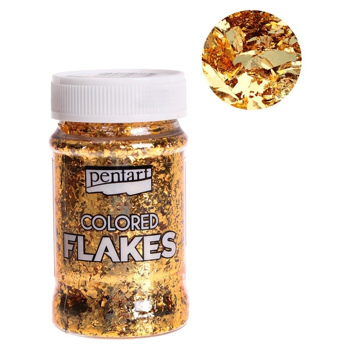 Поталь в хлопьях, золото, 100 мл, Pentart Поталь в хлопьях, золото, 100 мл, Pentart "Барокко" (40093)