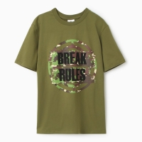 Футболка мужская BREAK RULES, цвет хаки, размер 50