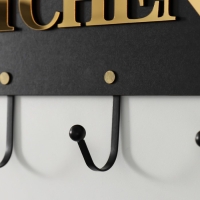 Крючки декоративные дерево "Кухонные принадлежности" чёрный, зеркальный 4,3х34х22,3 см Крючки декоративные дерево "Кухонные принадлежности" чёрный, зеркальный 4,3х34х22,3 см