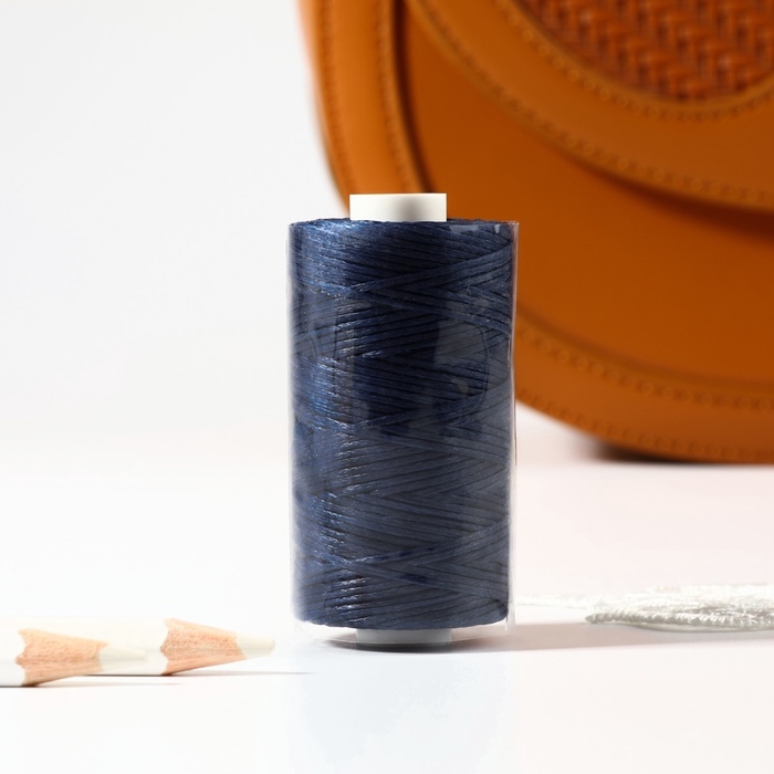 Нитки вощёные, плоские, 210D/16, 1 мм, 50 &plusmn; 2 м, цвет тёмно-синий