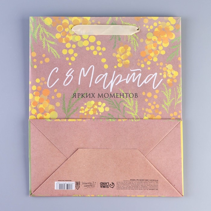 Пакет подарочный крафтовый вертикальный, упаковка, «Мимоза», ML 27 х 23 х 11.5 см Пакет подарочный крафтовый вертикальный, упаковка, «Мимоза», ML 27 х 23 х 11.5 см