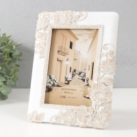 Фоторамка полистоун 10х15 см "Цветение. Кружево" белая с золотой патиной 17х1,5х21,5 см
