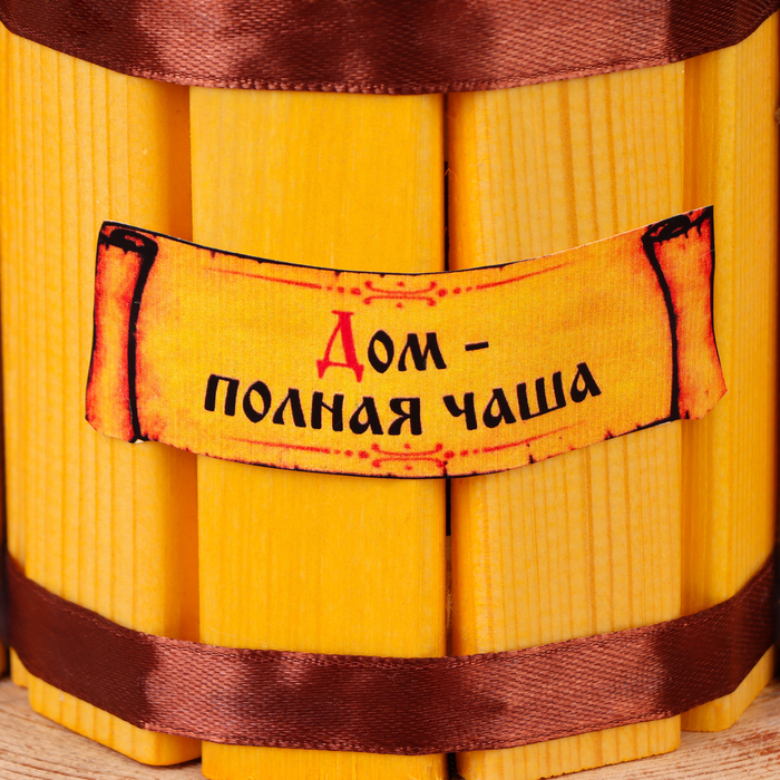 Оберег - домовой "Домовой на бочке, в домике", h = 30 см, микс