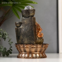 Фонтан настольный от сети, подсветка "Ганеша у водопада с чашами" 28х19,5х19,5 см Фонтан настольный от сети, подсветка "Ганеша у водопада с чашами" 28х19,5х19,5 см