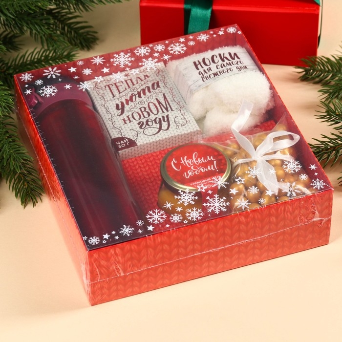 Подарочный набор «Тепла и уюта»: чай 50 г, крем-мед 120 г, носки 36-39 р, термос 500 мл, арахис в глазури 100 г Подарочный набор «Тепла и уюта»: чай 50 г, крем-мед 120 г, носки 36-39 р, термос 500 мл, арахис в глазури 100 г